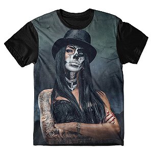 Camiseta T-shirt As Braba Day of Dead Girl Topper Full Print Preta