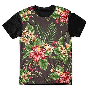 Camiseta As Braba Masculina Flores Vermelha Full Print