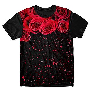 Camiseta As Braba Masculina Rosas Pingos de Tinta Full Print