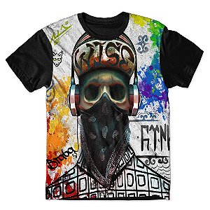Camiseta As Braba Masculina Caveira Bandana Full Print