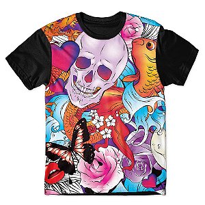 Camiseta As Braba Masculina Caveira e Carpa Full Print
