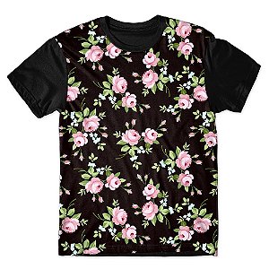 Camiseta As Braba Masculina Florzinha Rosa Full Print