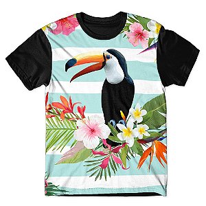 Camiseta As Braba Masculina Tucano e Flores Full Print