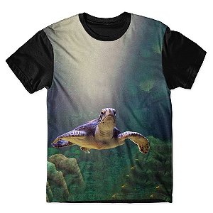Camiseta As Braba Masculina Tartaruga Mar Verde Full Print