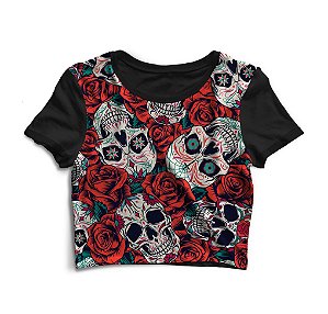 Cropped Blusinha As Braba Mexican Skull Full Print