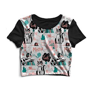 Cropped Blusinha As Braba Cat Meow Branco