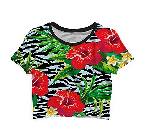 Cropped Blusinha As Braba Zebra Flor Full Total