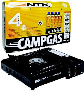 Fogareiro NTK Frontier + Conjunto de Gas c/ 4 Unidades de Campgas Nautika