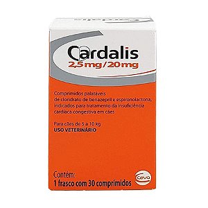 CARDALIS 10KG 2,5/20MG - COM 30 COMPRIMIDOS