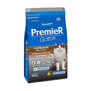 Ração Premier Gatos Ambientes Internos Castrados Salmão Até 7 Anos 1,5Kg