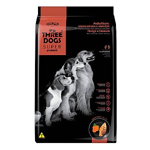 Ração Three Dogs Super Premium Adultos Raças Médias e Grandes Frango 3kg