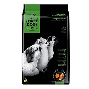 Ração Three Dogs Super Premium Adultos Raças Pequenas e Mini Frango e Cenoura 10,1Kg