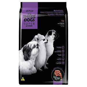 Ração Three Dogs Super Premium Adultos Raças Pequenas e Mini Cordeiro e Blueberry 10,1Kg