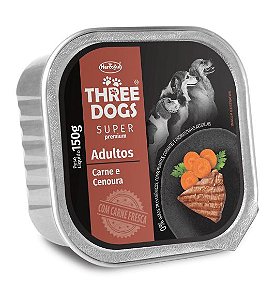 Ração Three Dogs Patê Super Premium Adultos Carne e Cenoura 150g