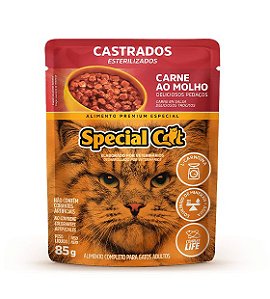 Ração Special Cat Úmida Sachê Castrados Carne 85g