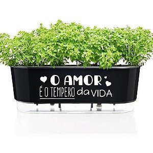 Jardineira Autoirrigável Preta - O Amor é o Tempero da Vida