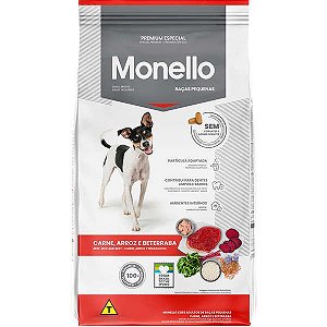 Ração Monello Adultos Raças Pequenas Carne Arroz e Beterraba 15KG