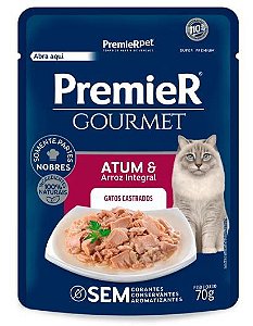 Ração Premier Sache Gourmet Gatos Castrados Atum 70Gr