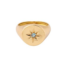 Anel Birthstone Março (Topázio Sky)