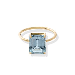 Anel Octógono Uni Topázio Sky (aros pronta entrega)