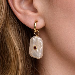 Berloque para brincos de argola Solara Pérola Barroca