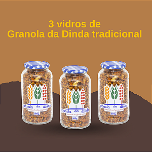KIT 3 VIDROS GRANOLA DA DINDA TRADICIONAL 300g
