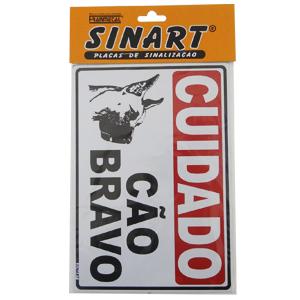 PLACA DE SINALIZACAO CUIDADO CAO BRAVO SINART