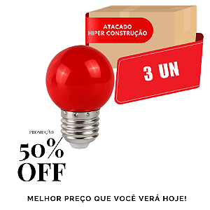 LAMPADA LED BOLINHA 1-3W VERMELHA BIVOLT E27 (3 UNID.) ATACADO KIAN