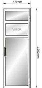 Porta Reversível p/Saunas em Aço Inox 0,57 x 1,90 m c/ Estrutura em Alumínio e Chapa de Aço Inox c/ Batente Sodramar