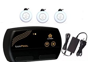 Kit 3 Ieds RGB 18 w ABS 140 mm + Comando + Fonte Wi-Fi - Luxpool