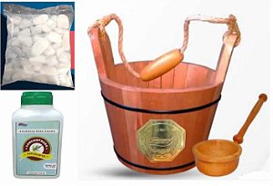 Kit P/ Sauna Seca Impercap Balde+Pedras+Essencia