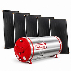 Kit Solar Banho 1000L Alta Pressão Inox 444 + 5 Coletores Heliotek