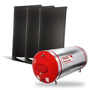Kit Solar Banho 500L Alta Pressão Inox 316L + 3 Coletores STRONG Heliotek