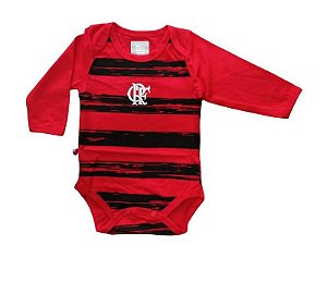 Body Bebê Flamengo Listras Manga Longa Oficial