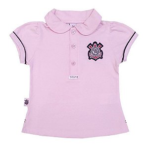 Camisa Polo Infantil Corinthians Rosa Oficial
