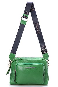 BOLSA COURO MÉDIA TRANSVERSAL VERDE ALECRIM CÓD-272