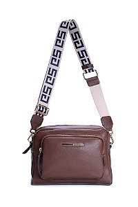 BOLSA COURO MÉDIA TRANSVERSAL MARROM CACAU CÓD-272