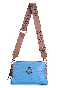 BOLSA COURO MÉDIA MACIA RETANGULAR AZUL MARROM WHISKY CÓD-428