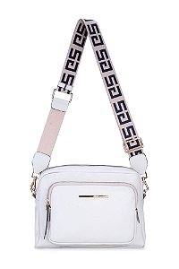 BOLSA COURO MÉDIA TRANSVERSAL ALÇA SG BRANCO OFF CÓD-272