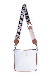 BOLSA COURO MÉDIA MACIA RETANGULAR TRANSVERSAL BRANCO OFF CÓD-470