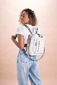 MOCHILA E BOLSA COURO GRANDE MACIO BRANCO OFF CÓD-489