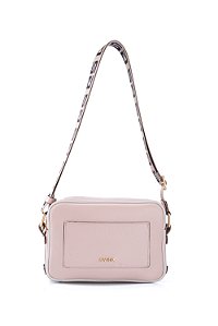 BOLSA COURO MÉDIA MACIA NUDE COM BRANCO OFF CÓD-530