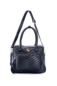 BOLSA COURO GRANDE MACIA MATELASSÊ PRETO CÓD-524