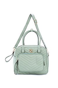 BOLSA COURO GRANDE MACIA MATELASSE VERDE MENTA CÓD-524