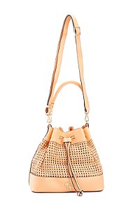 BOLSA COURO SACO TRESSÊ GRANDE LARANJA CORAL PADRÃO CÓD-536