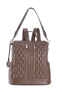 MOCHILA COURO GRANDE MACIA MATELASSÊ MARROM WHISKY CÓD-380