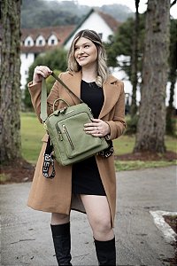 MOCHILA E BOLSA COURO GRANDE MACIO VERDE OLIVA CÓD-489