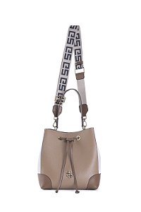 BOLSA COURO BUCKET ESTRUTURADO GRANDE PADRÃO MARROM CARAMELO CÓD-560