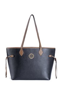 BOLSA COURO GRANDE ESTRUTURADA PRETO CÓD-582