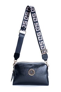 BOLSA COURO MÉDIA MACIA RETANGULAR PRETO CÓD-428